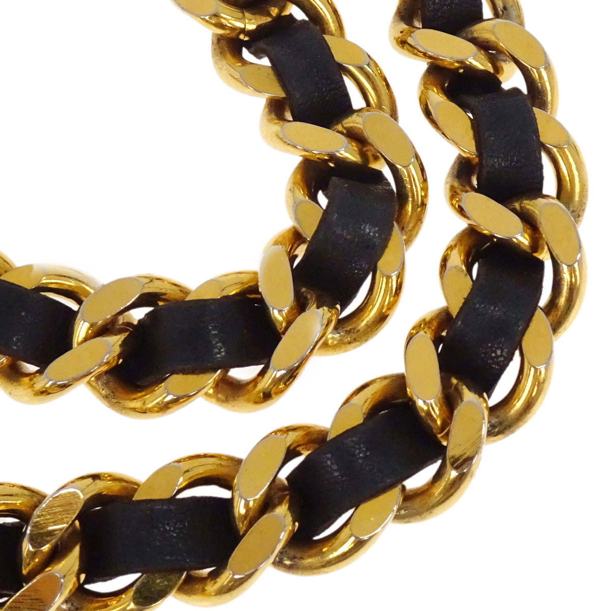 Chanel Chain Belt Medallion Gold Black Small Good