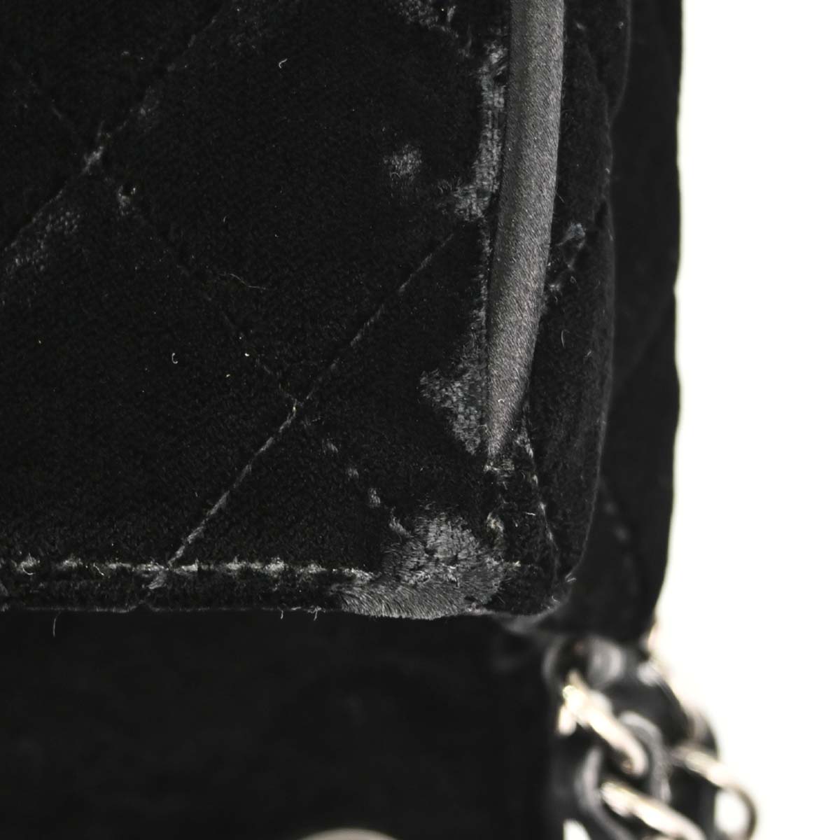 Chanel 2005-2006 Black Velvet Mini Classic Square Flap Shoulder Bag