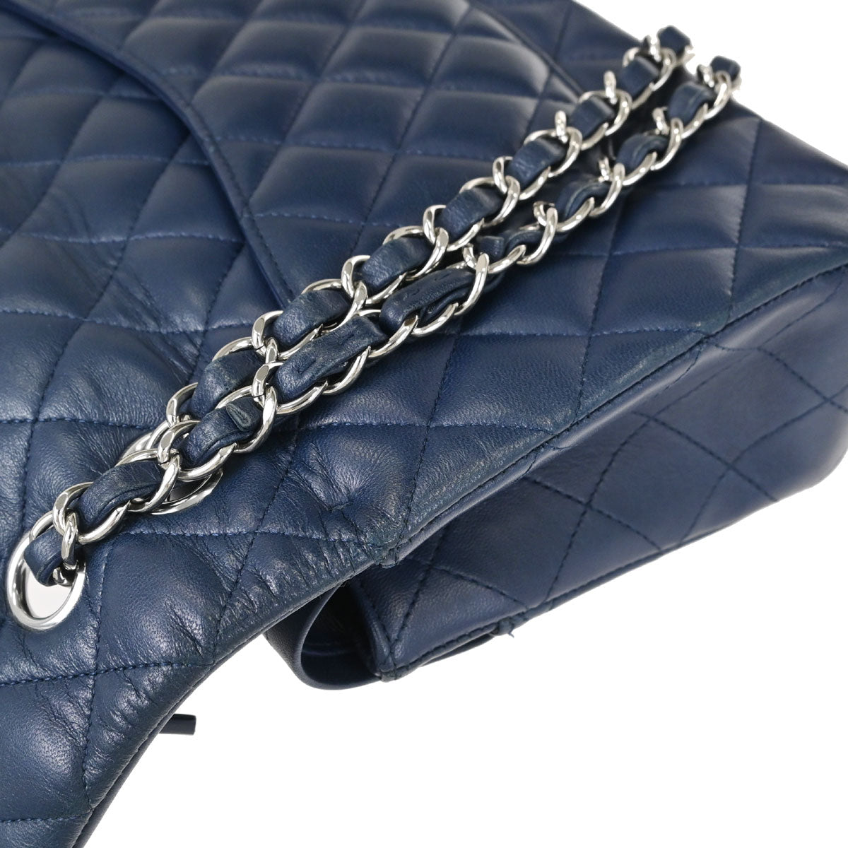 Chanel Navy Lambskin Medium Classic Double Flap Shoulder Bag