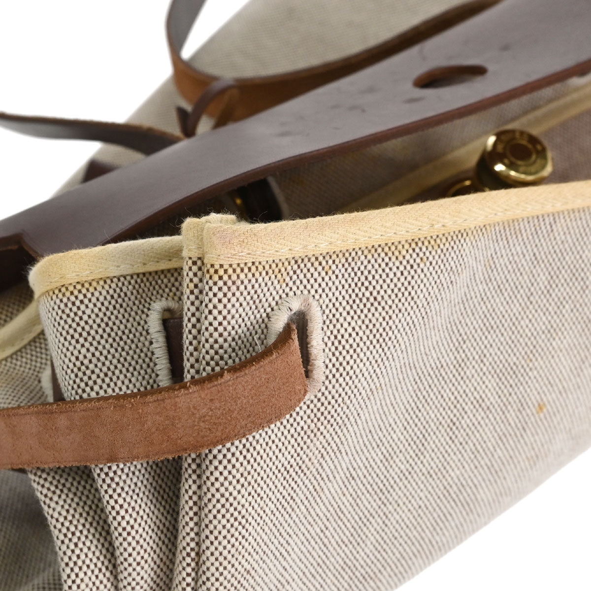 Hermes Beige Brown Toile H Officier Herbag MM 2 in 1 Handbag