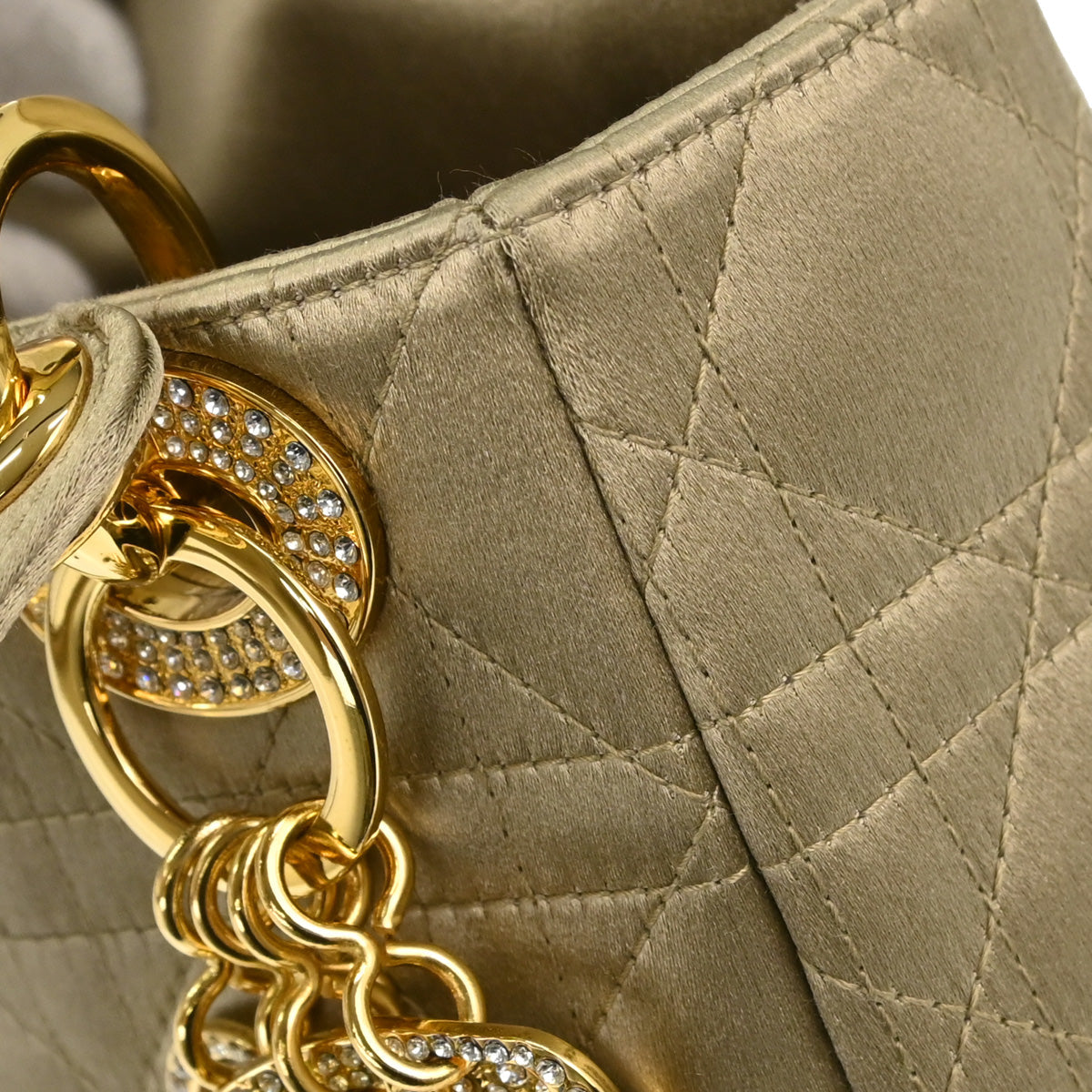 Christian Dior Gold Satin Lady Dior Handbag