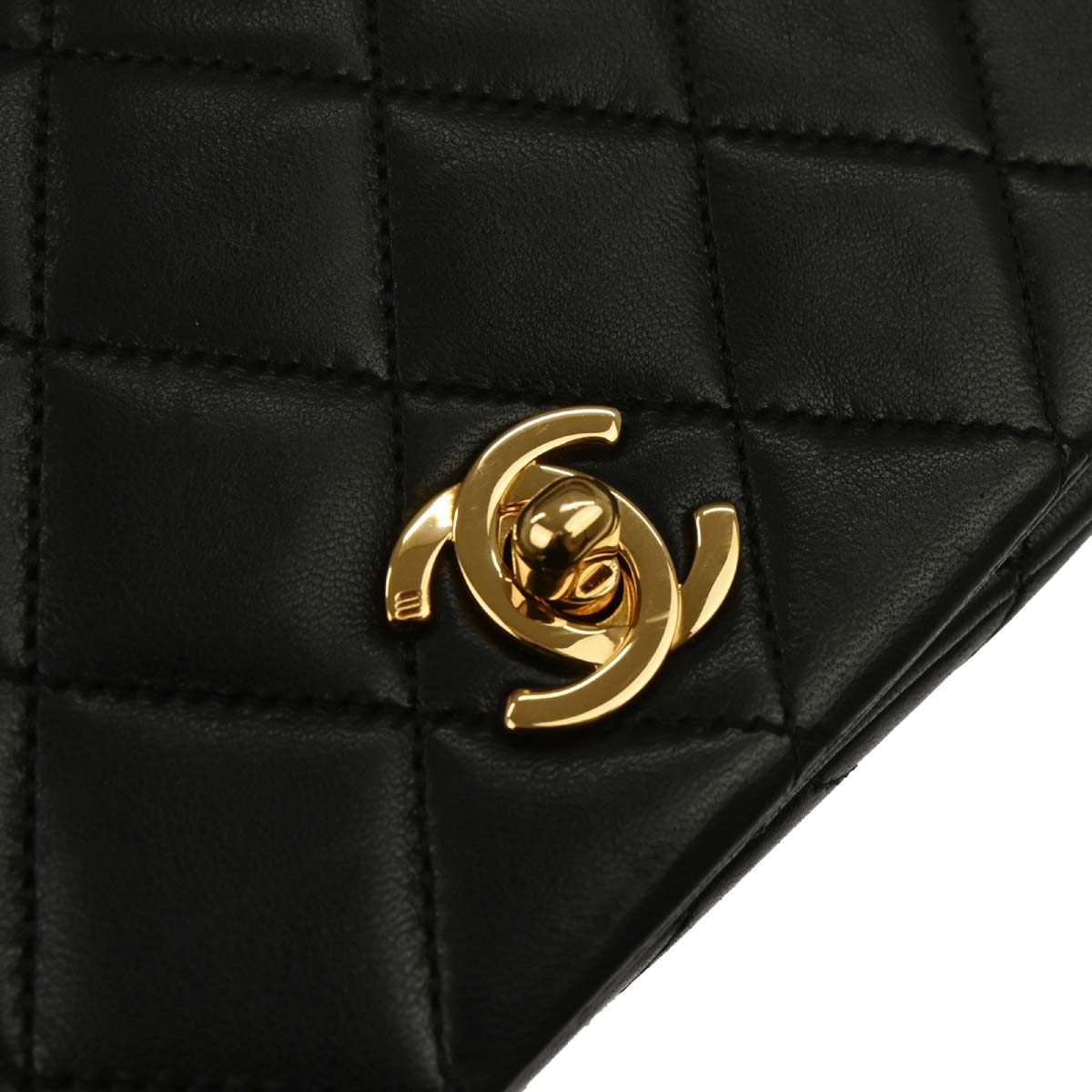 Chanel Black Lambskin Turnlock Mini Full Flap Shoulder Bag