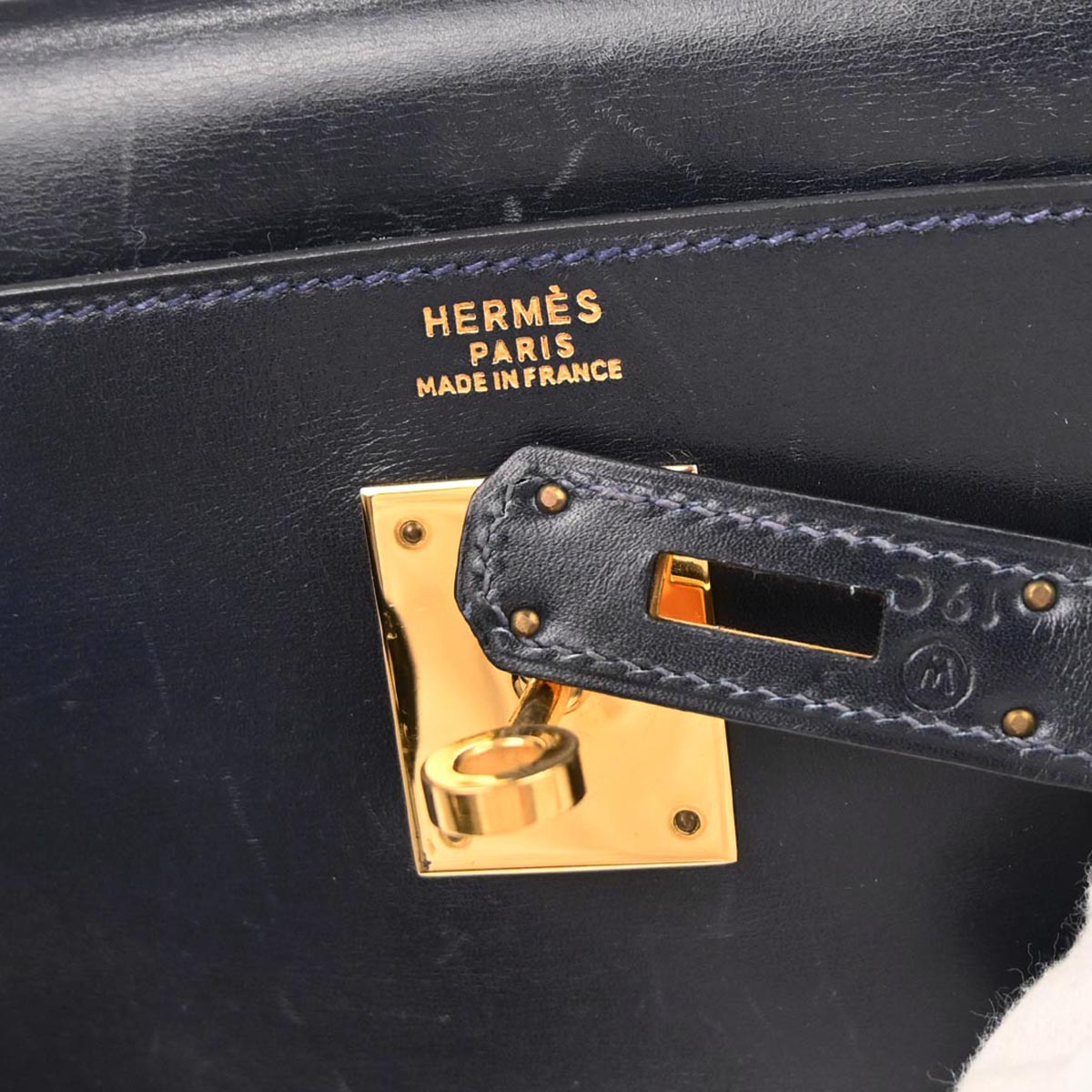 Hermes Navy Box Calf Kelly 32 Retourne 2way Shoulder Handbag
