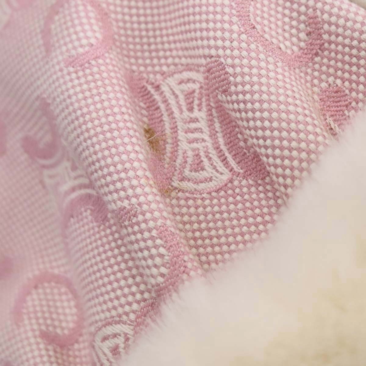 Celine * Pink Rabbit Fur Canvas Macadam Handbag