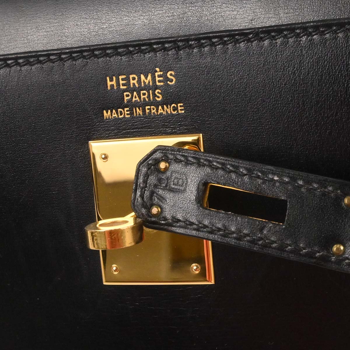 Hermes Black Box Calf Kelly 35 Sellier 2way Shoulder Handbag