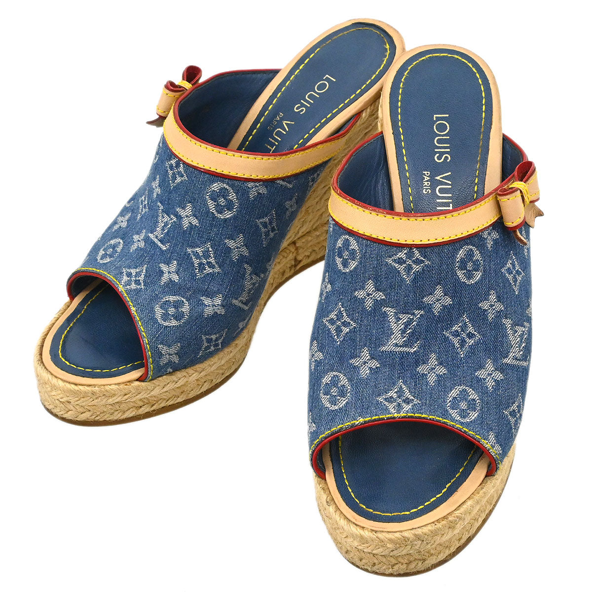 Louis Vuitton * Monogram Denim Blue Sandals Shoes #36 – AMORE