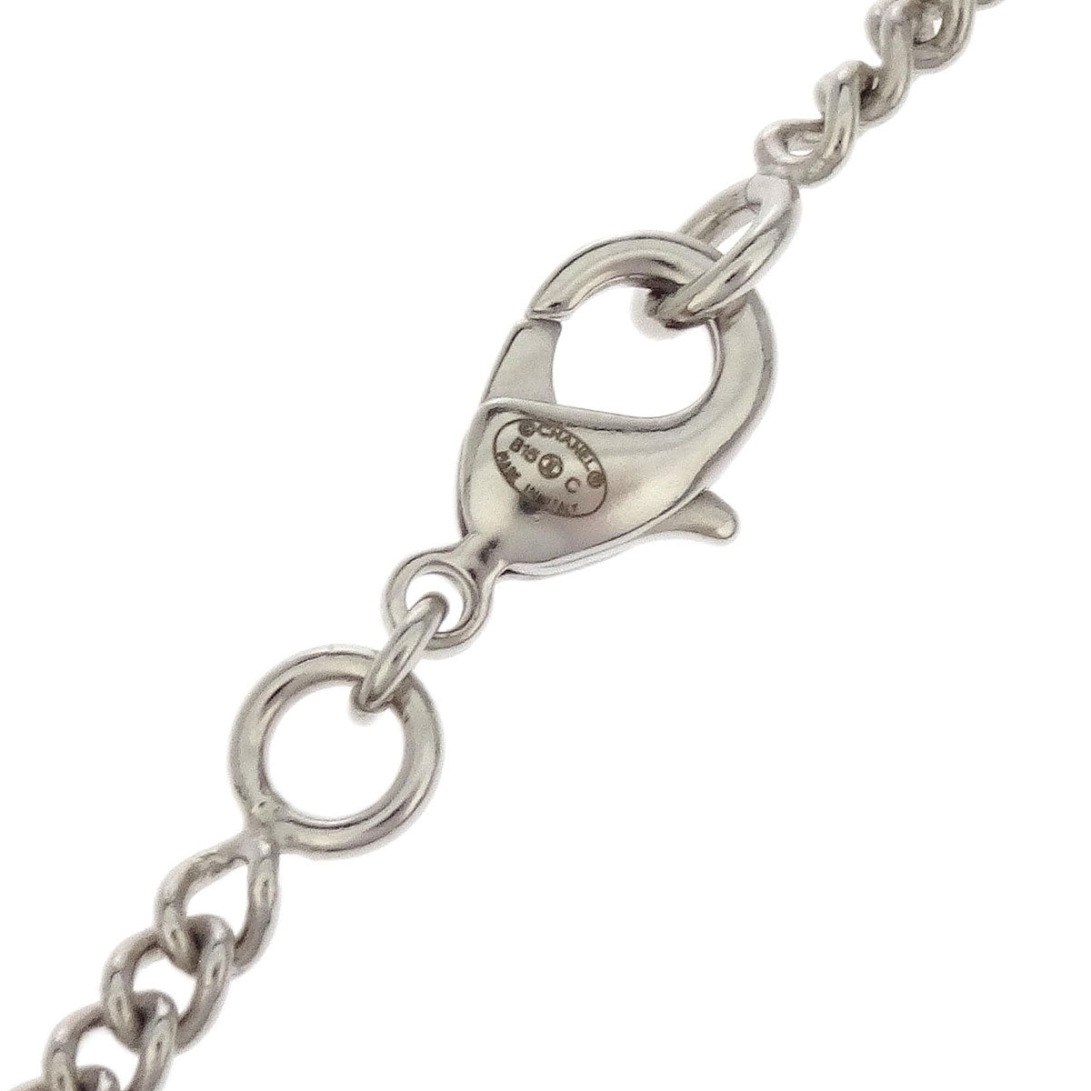 Chanel CC Chain Pendant Necklace Silver Rhinestone B15C