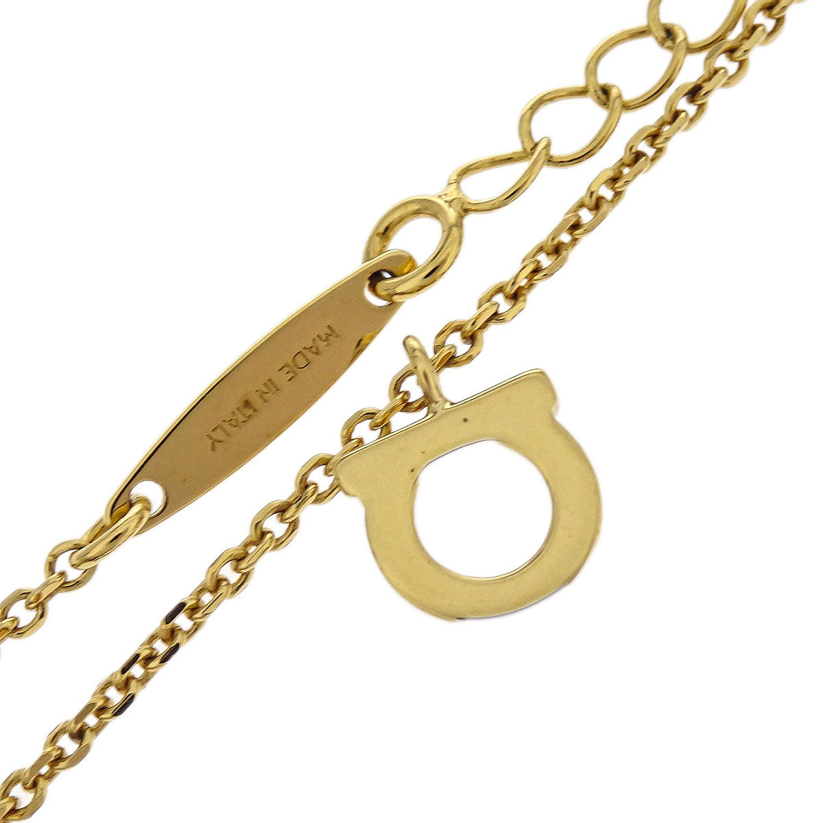 Salvatore Ferragamo Necklace Gancini Pendant Gold Rhinestone