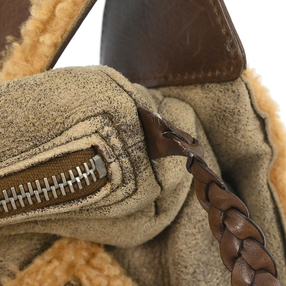 Christian Dior Beige Mouton Flight Handbag