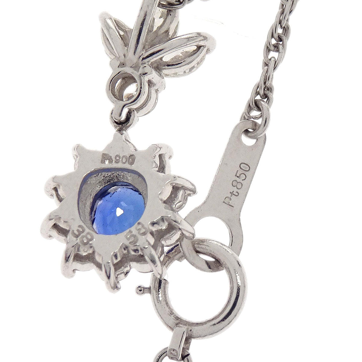 Pendant Necklace Pt900 Pt850 Sapphire Diamond Silver Jewelry
