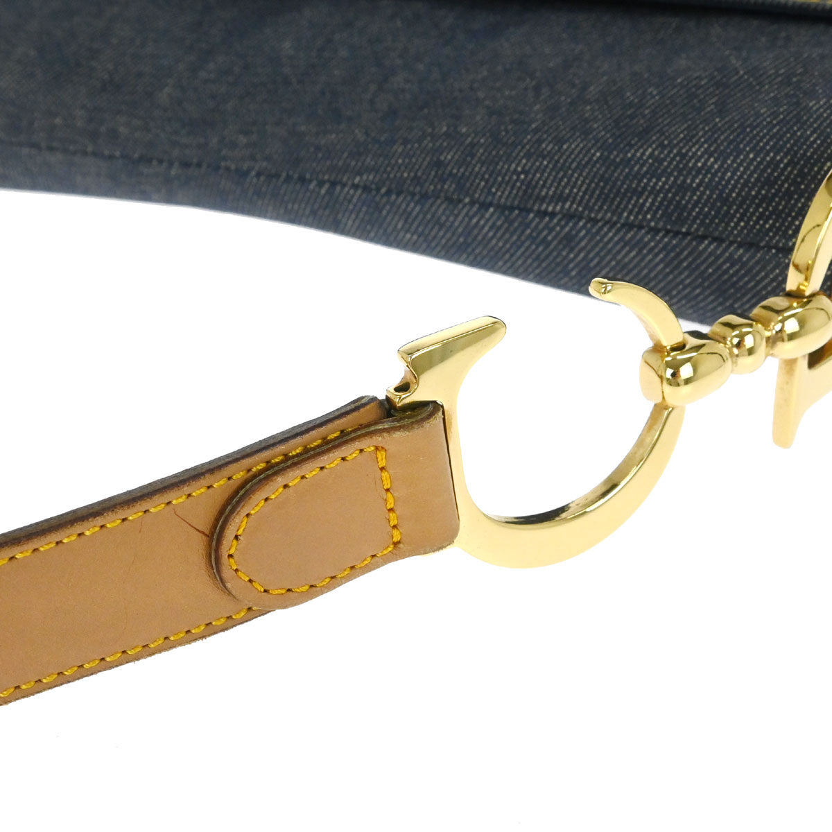 Christian Dior Blue Beige Denim Double Saddle Handbag