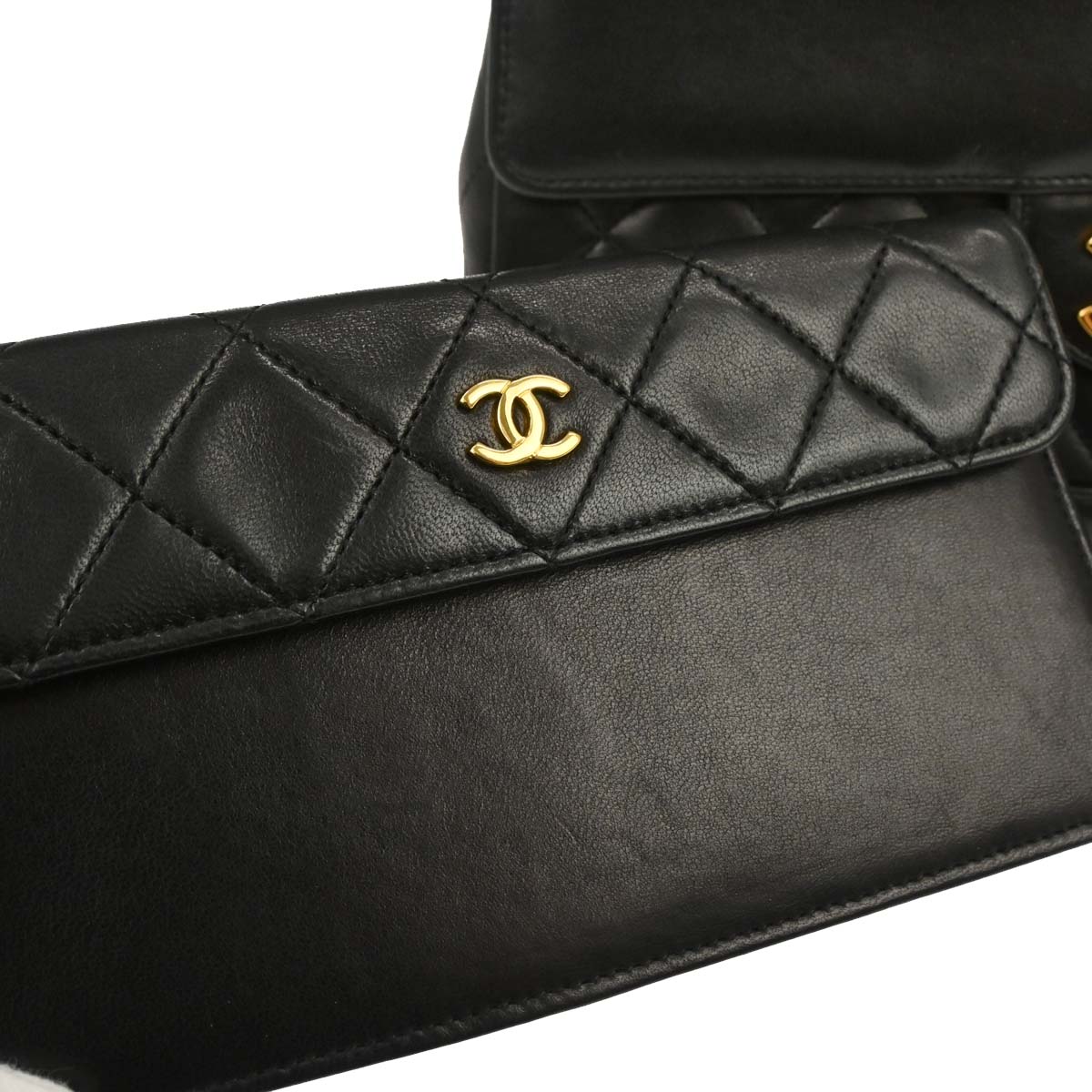 Chanel Black Lambskin Single Flap Shoulder Bag