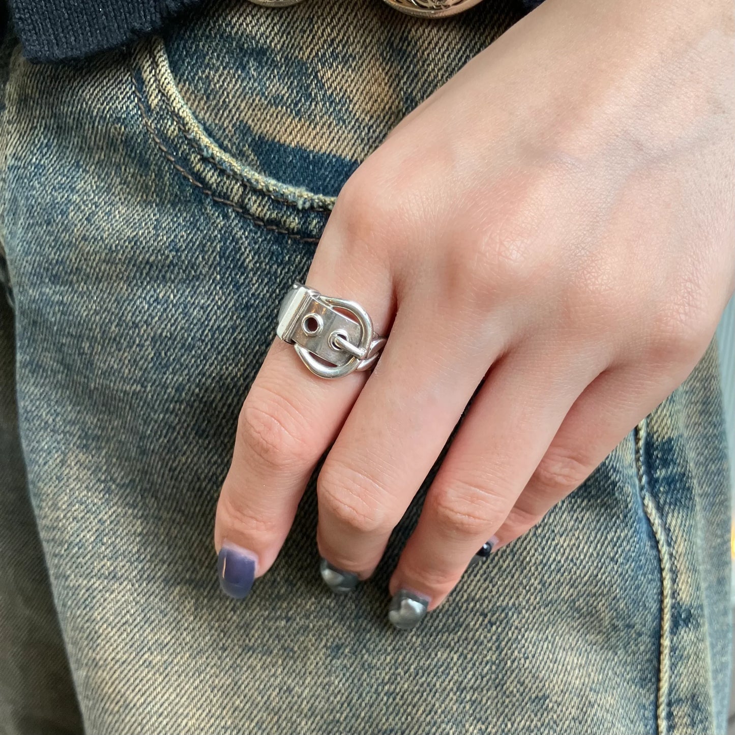 Hermes Deux anneaux Ring Silver #53