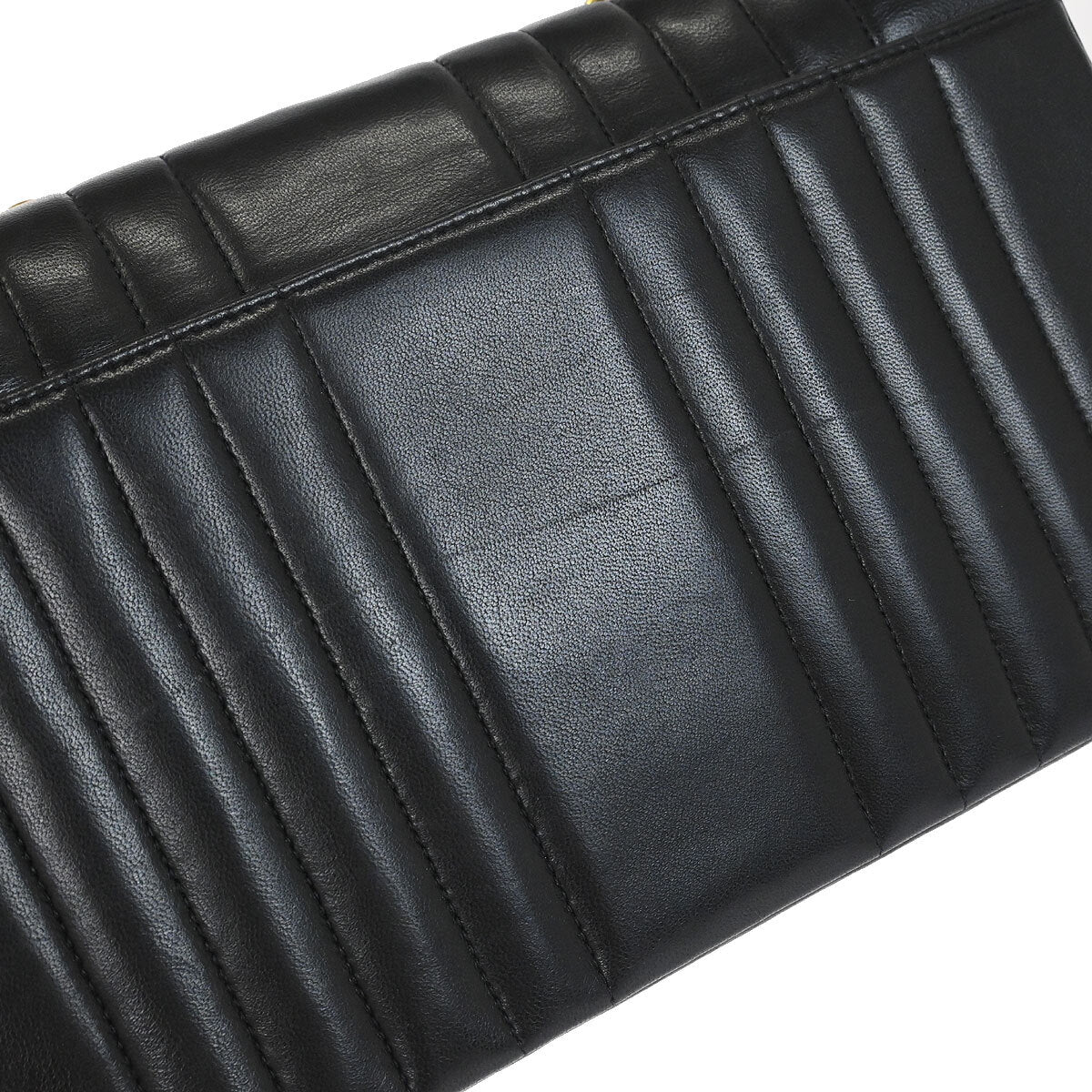 Chanel 1991-1994 Black Lambskin Mademoiselle Single Flap Shoulder Bag