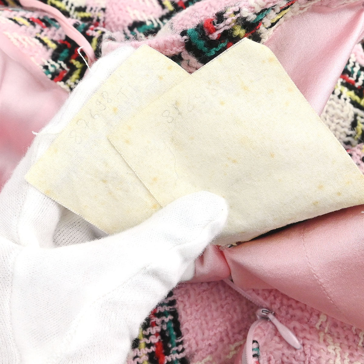 Chanel 1995 Setup Suit Jacket Skirt Tweed Pink #40