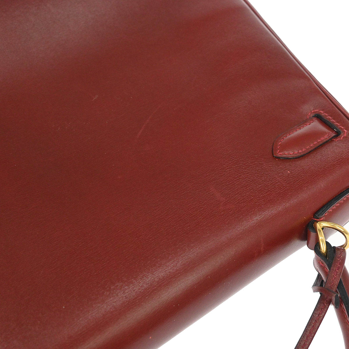 Hermes Rouge H Box Calf Kelly 32 Retourne 2way Shoulder Handbag