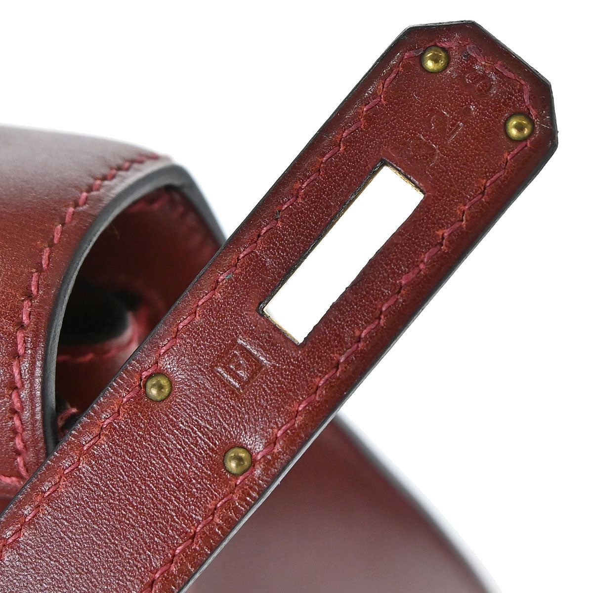 Hermes Rouge H Box Calf Kelly 32 Sellier 2way Shoulder Handbag