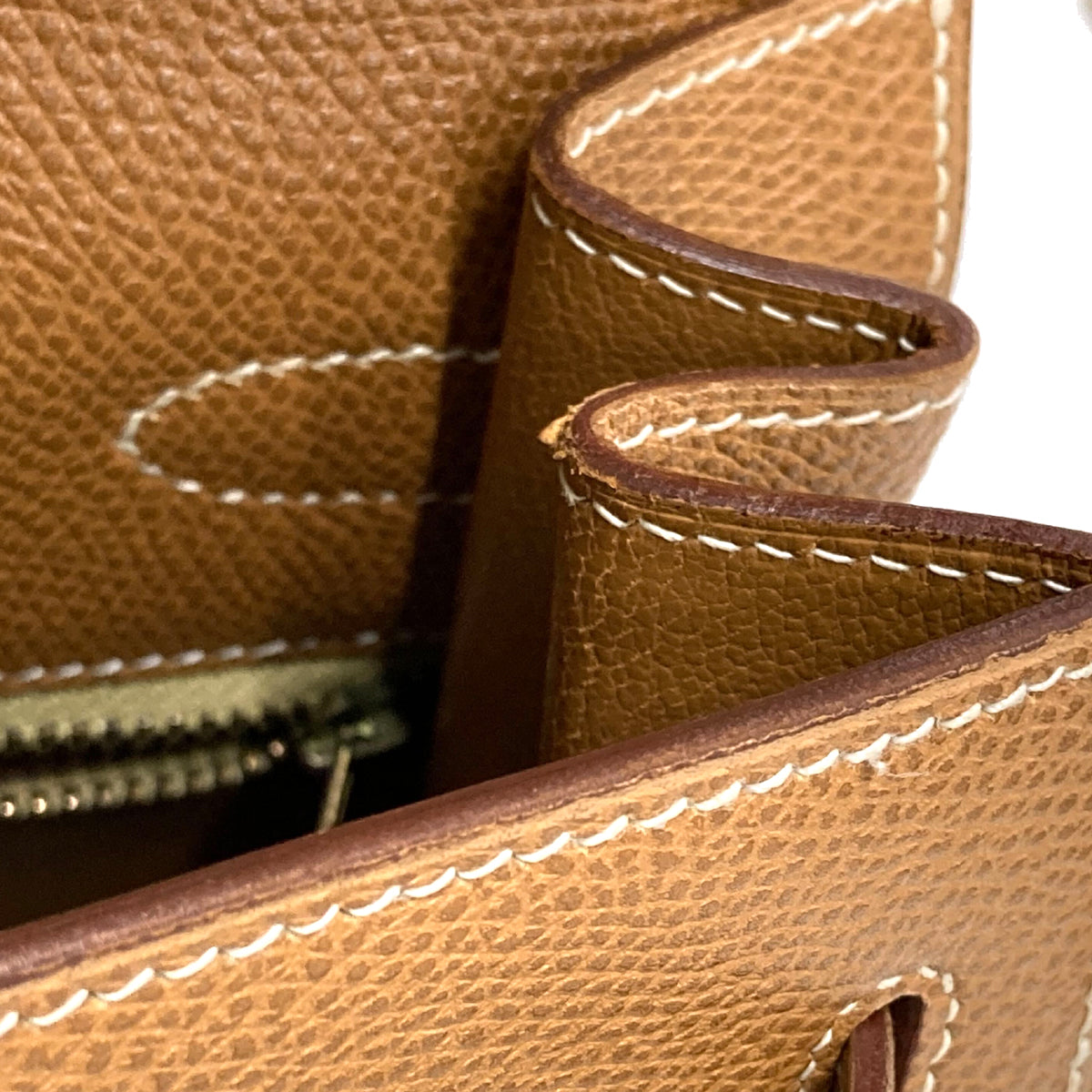 Hermes Gold Courchevel Kelly 32 Sellier Handbag