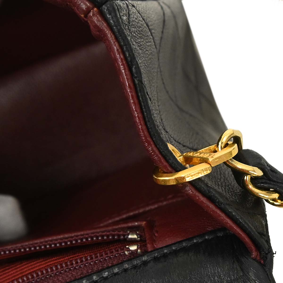 Chanel Black Lambskin Turnlock Small Full Flap Shoulder Bag