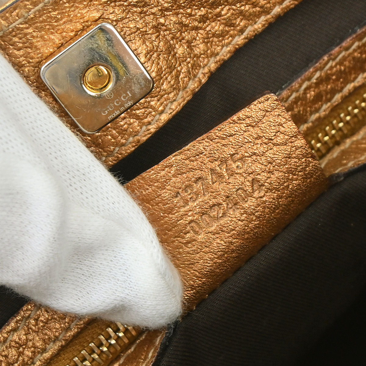 Gucci Gold Leather Horsebit GG Tote Handbag