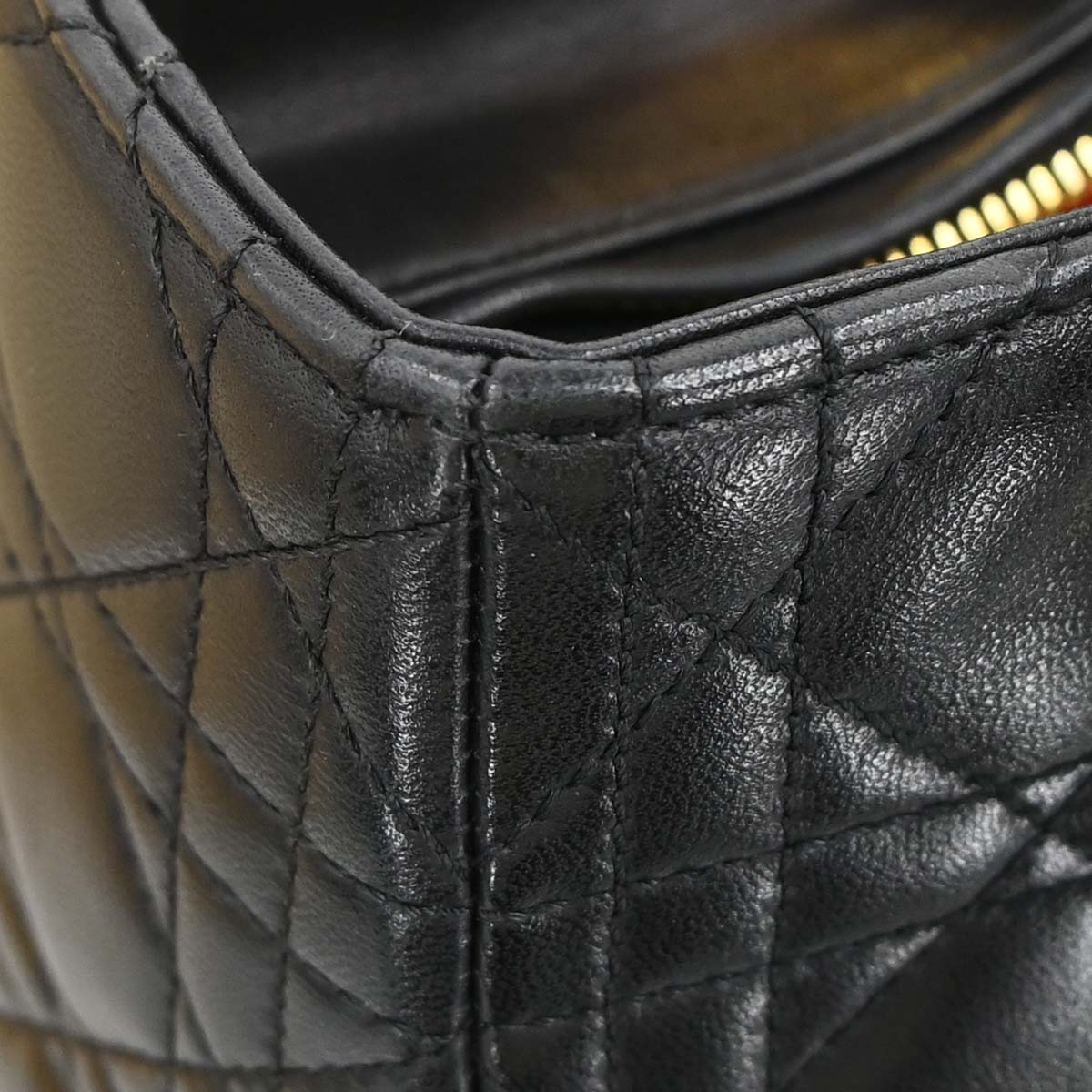 Christian Dior Black Lambskin Medium Lady Dior Cannage 2way Shoulder Handbag