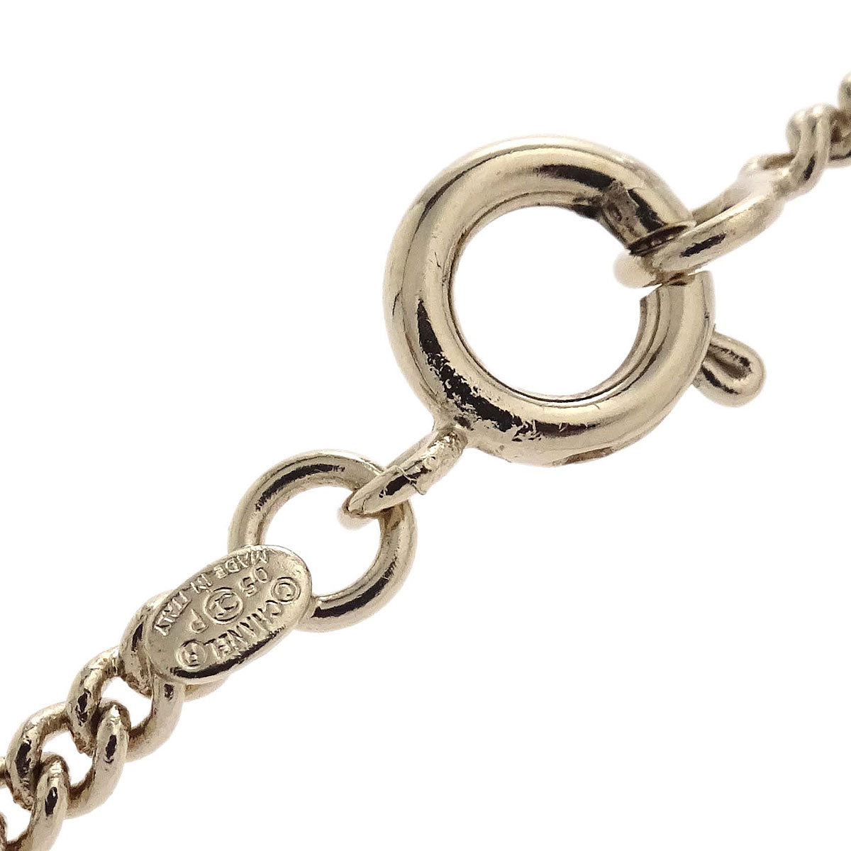 Chanel Bow Pendant Necklace Rhinestone Gold 05P