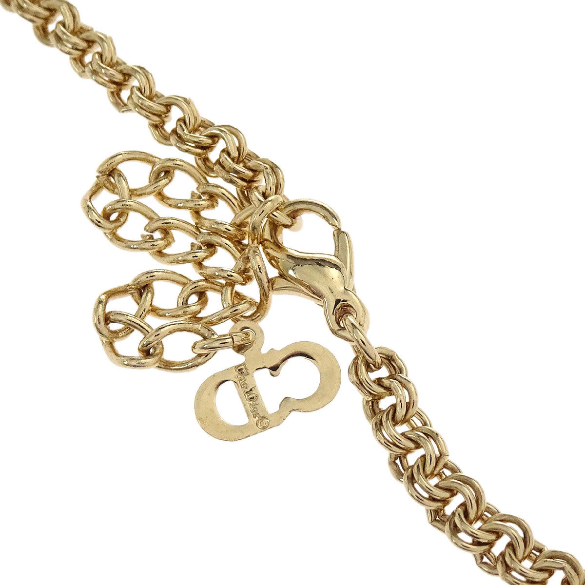 Christian Dior Necklace Pendant Gold Rhinestone
