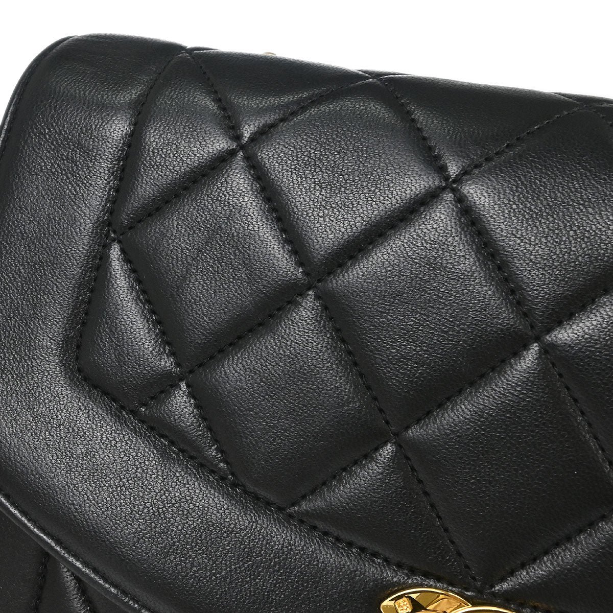 Chanel 1991-1994 Black Lambskin Small Diana Shoulder Bag