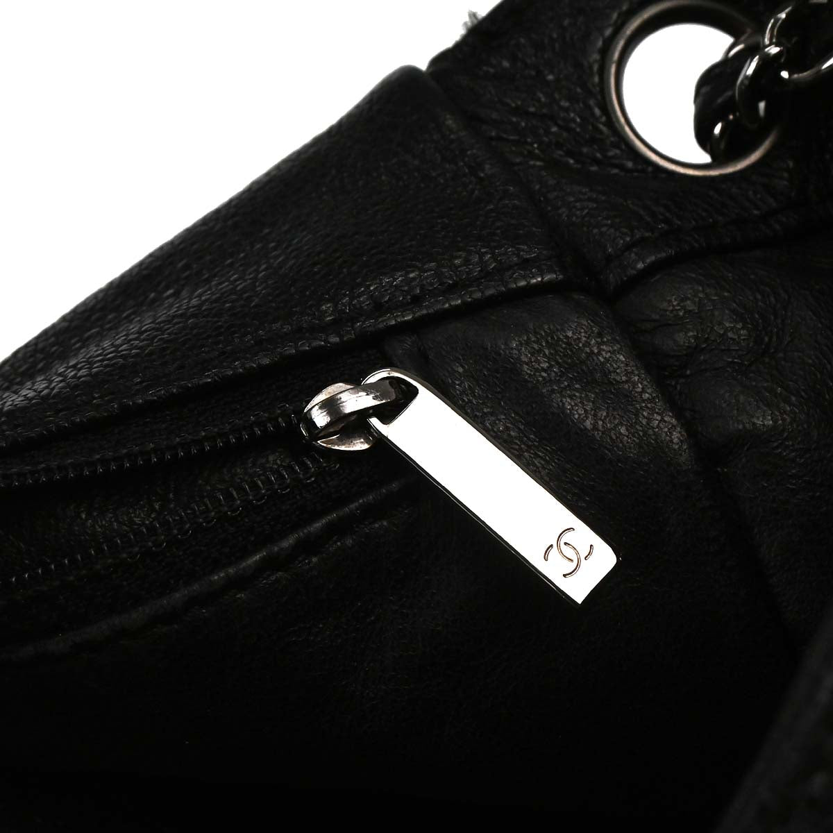 Chanel 2006-2008 Black Luxury Line Accordion Flap Bag Shoulder Bag