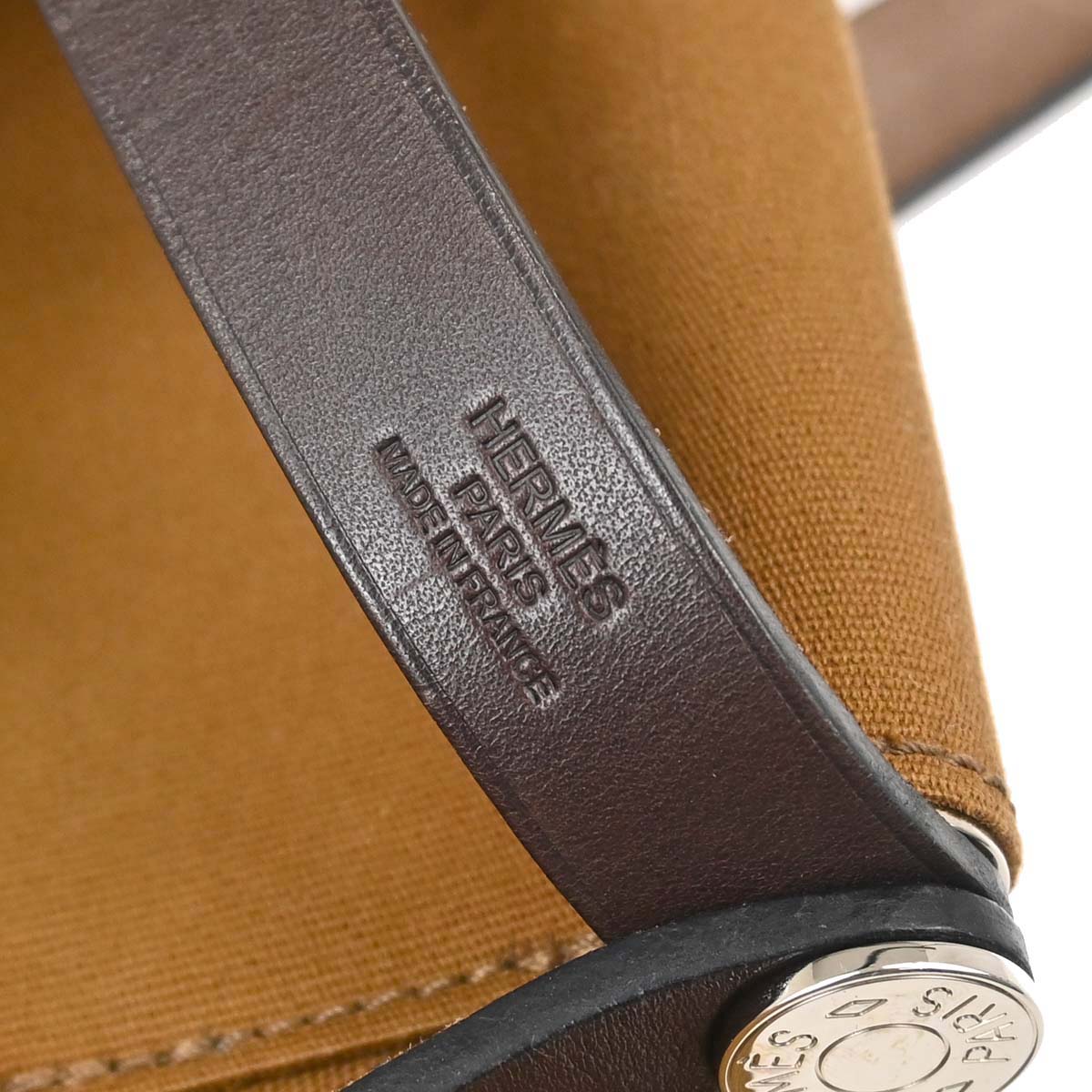 Hermes Brown Toile Officier Cabag PM 2way Shoulder Handbag