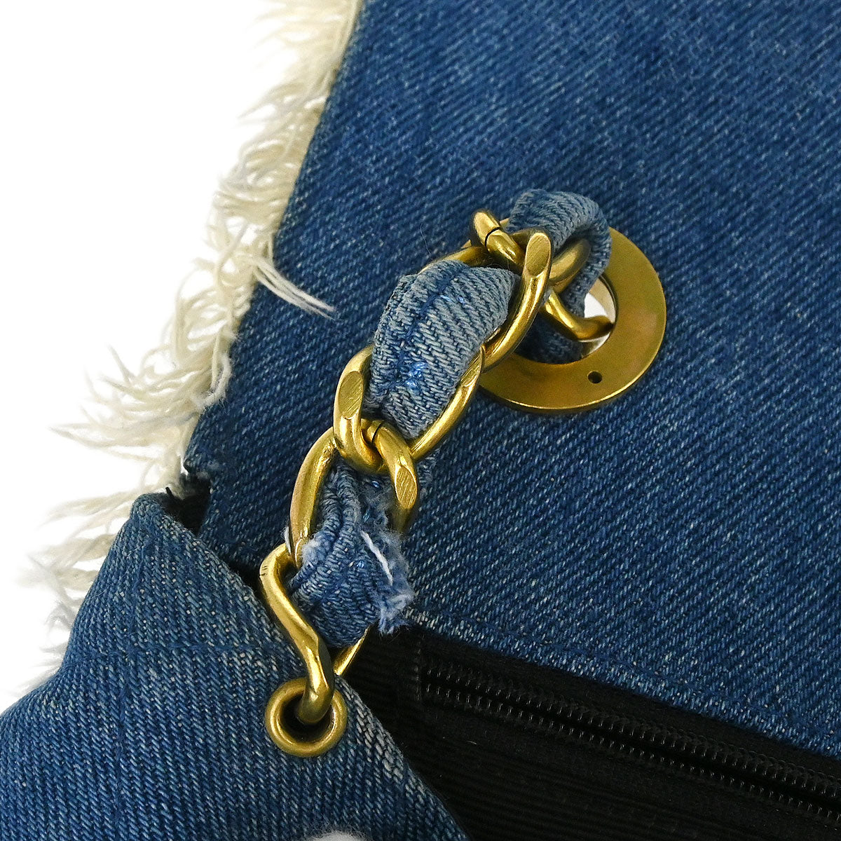 Chanel 1991-1994 Blue Denim Maxi Straight Flap Shoulder Bag
