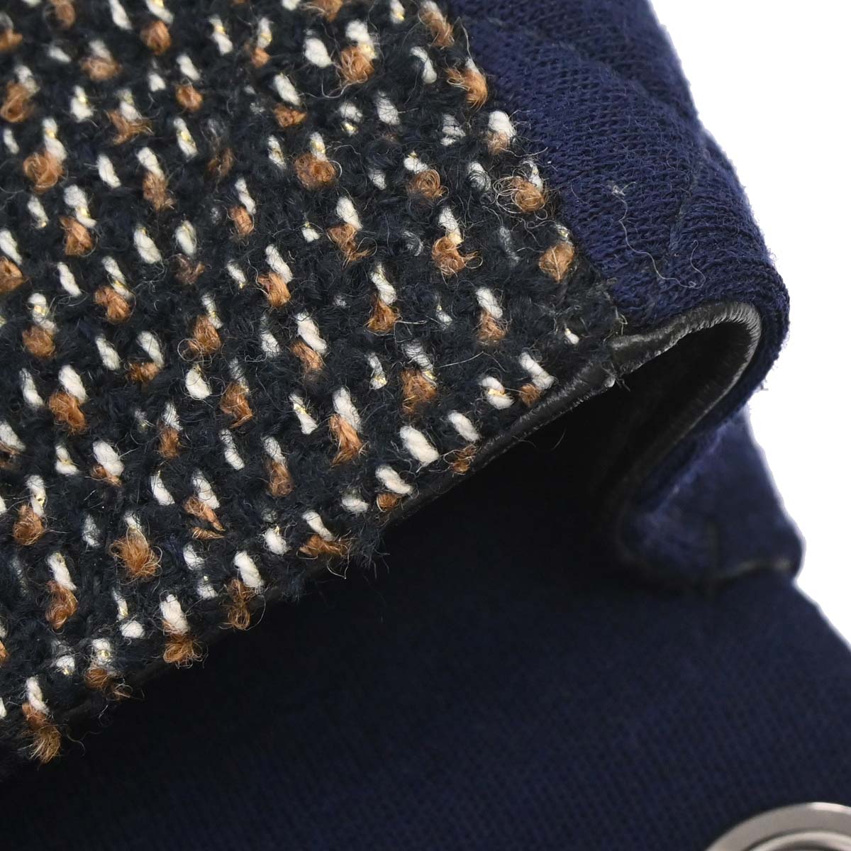 Chanel 2014-2015 Navy Black Cotton Tweed Shoulder Bag