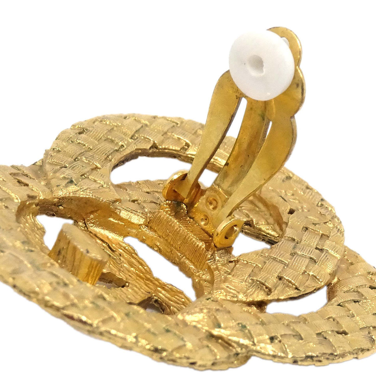 Chanel Woven CC Clip-On Earrings Gold 2848
