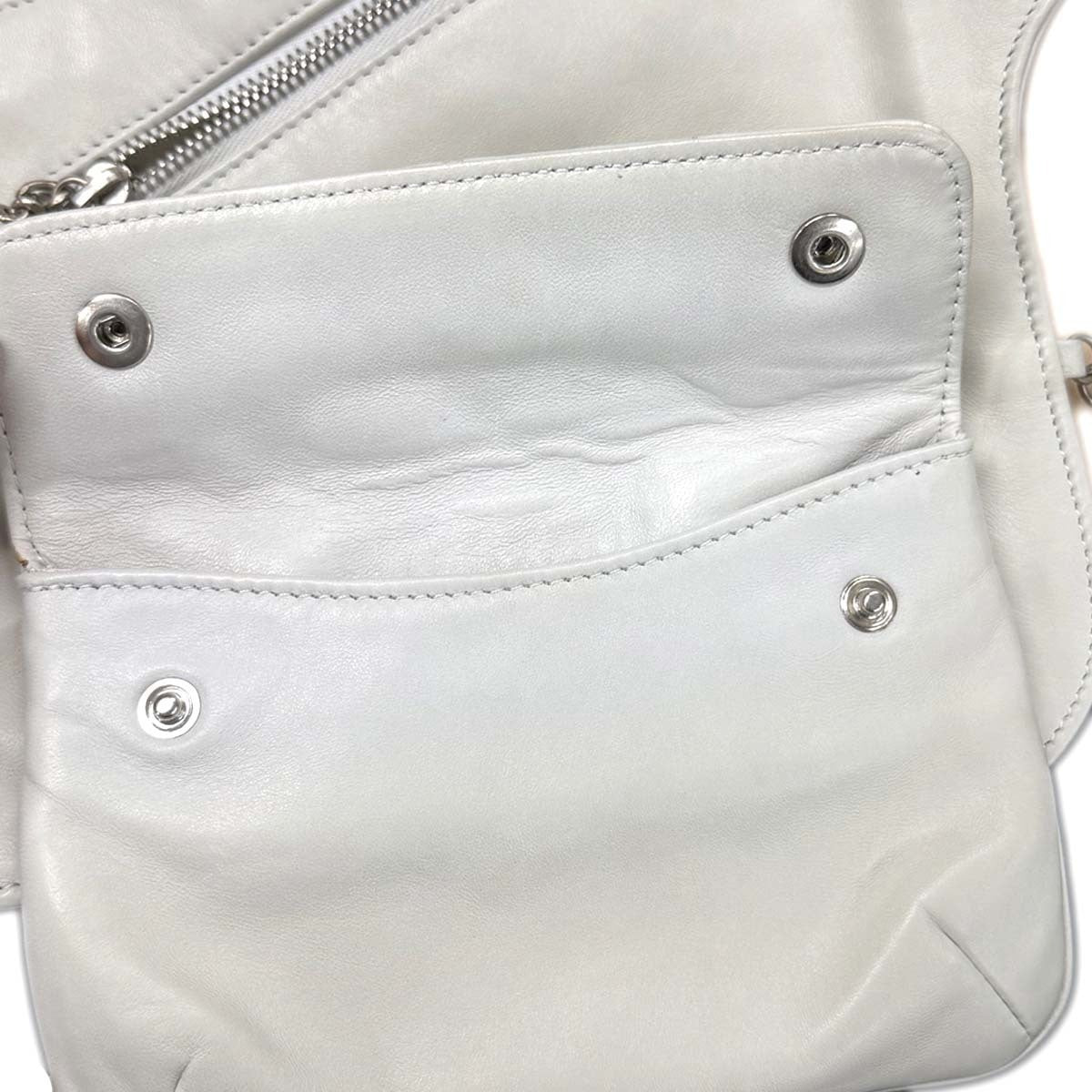 Chanel 2003-2004 White Lambskin Jacket Bag Body Bag