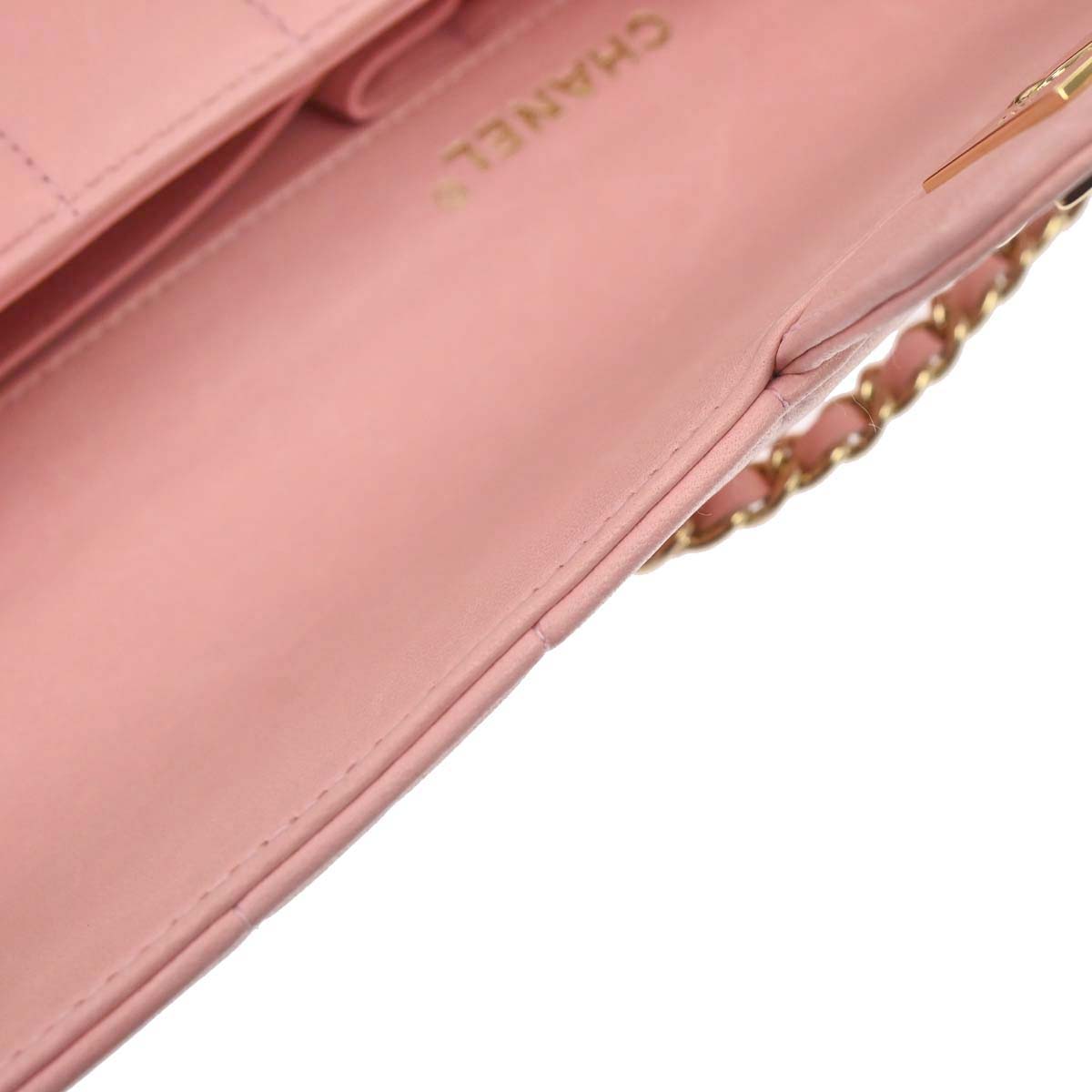 Chanel 2003-2004 Pink Lambskin Choco Bar East West Shoulder Bag
