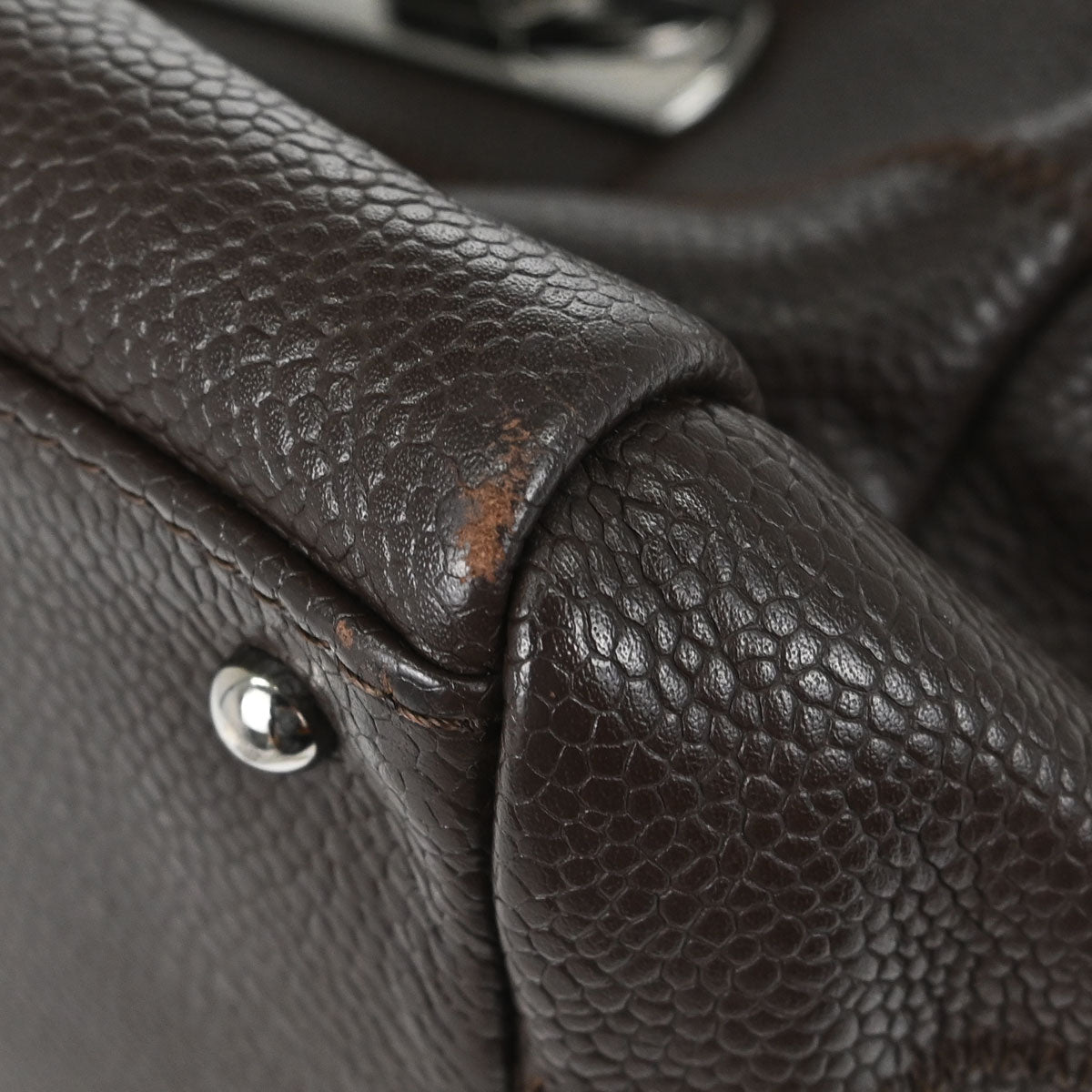 Chanel 2005-2006 Brown Caviar Skin Choco Bar Wild Stitch Handbag