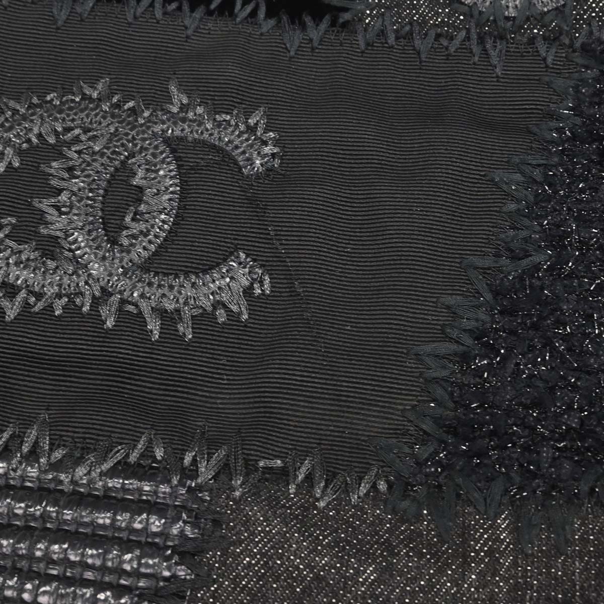 Chanel 2018 Black Tweed Patchwork Chain Tote Bag