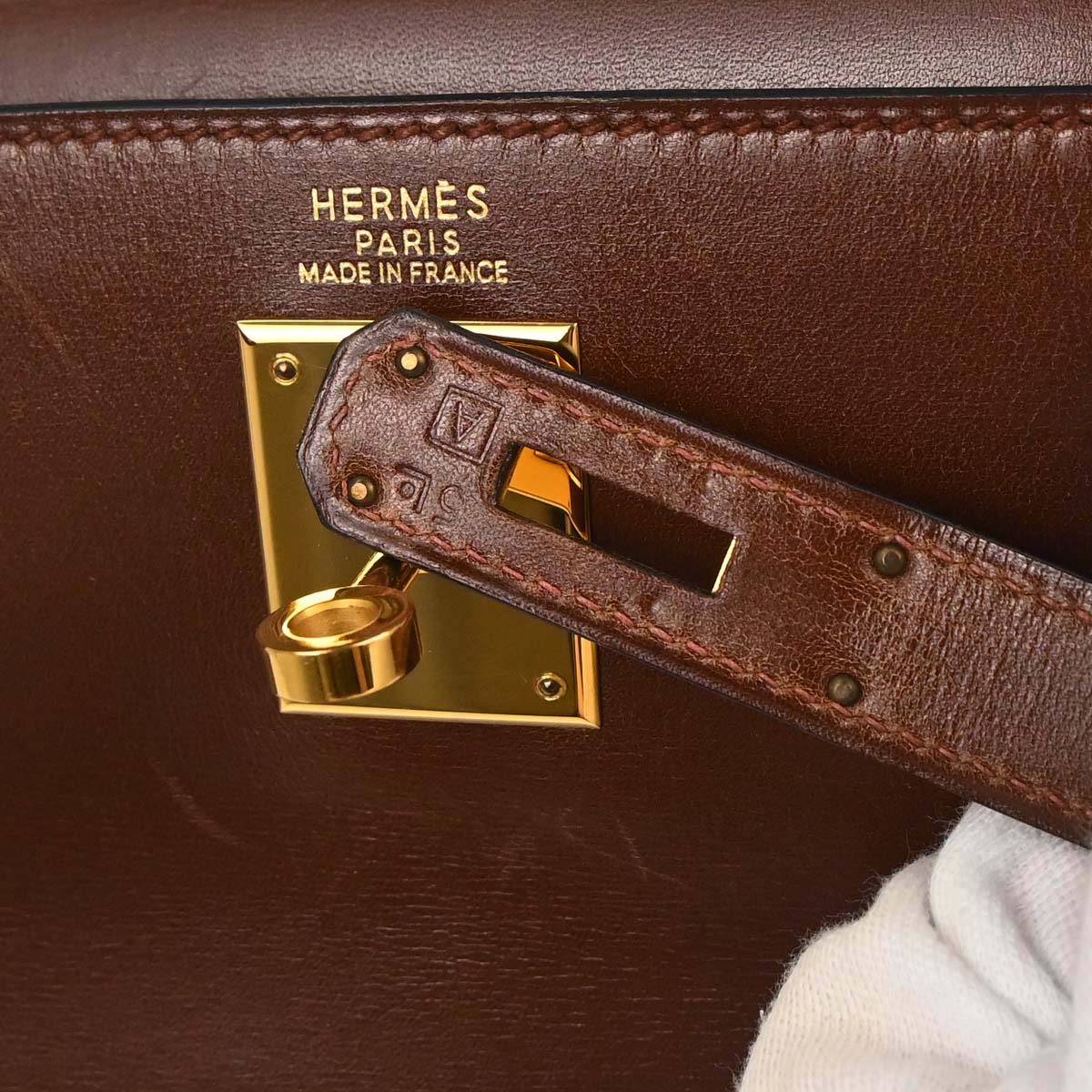 Hermes Marron Fonce Box Calf Kelly 32 Retourne 2way Shoulder Handbag