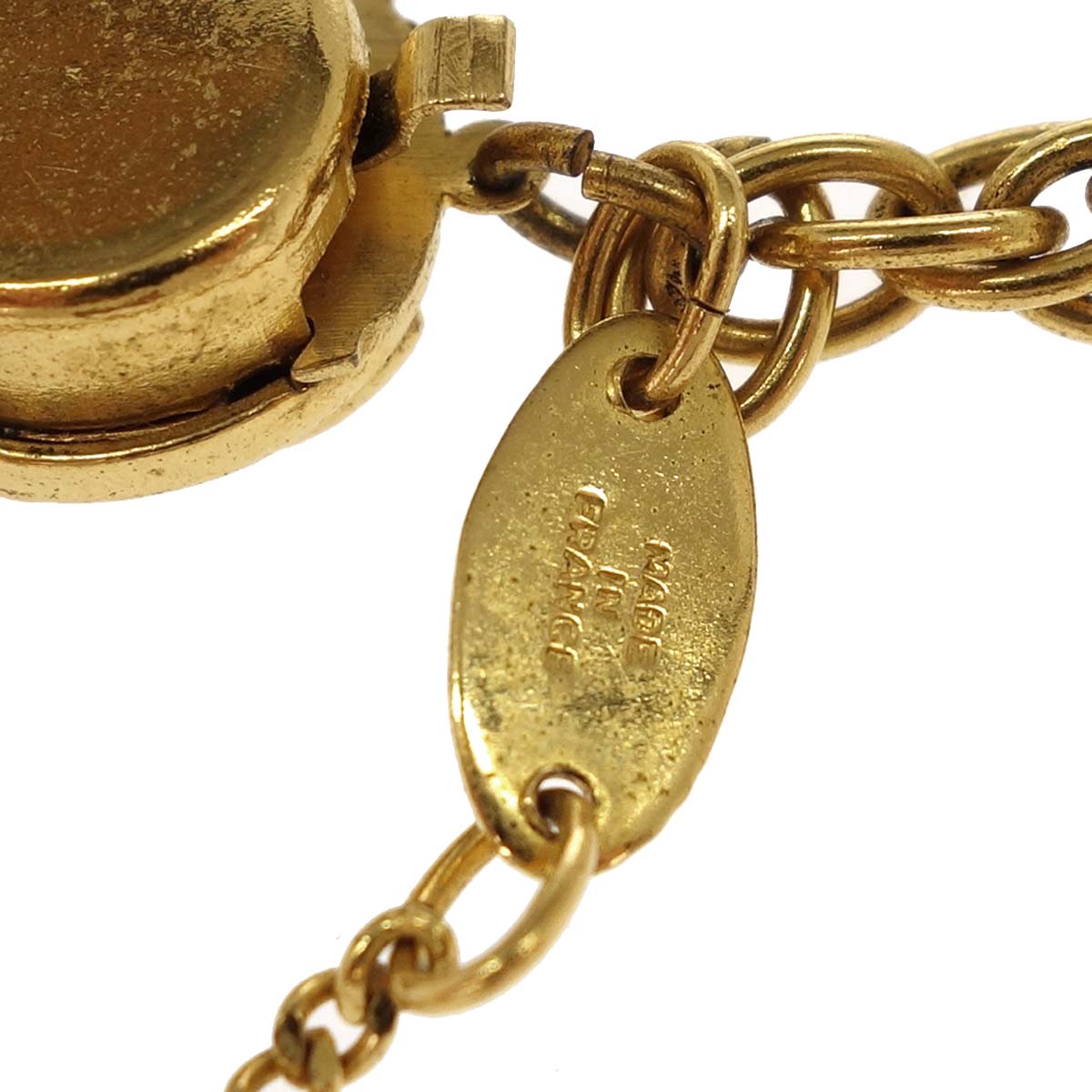 Chanel Long Chain Necklace Clover Gold Costume Pearl 1983