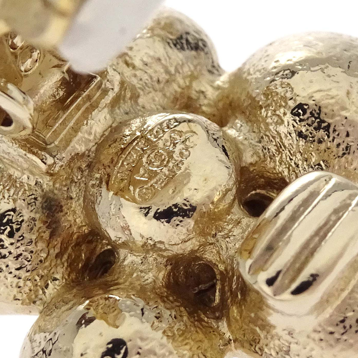 Chanel Flower Clip-On Earrings Gold Rhinestone 06A
