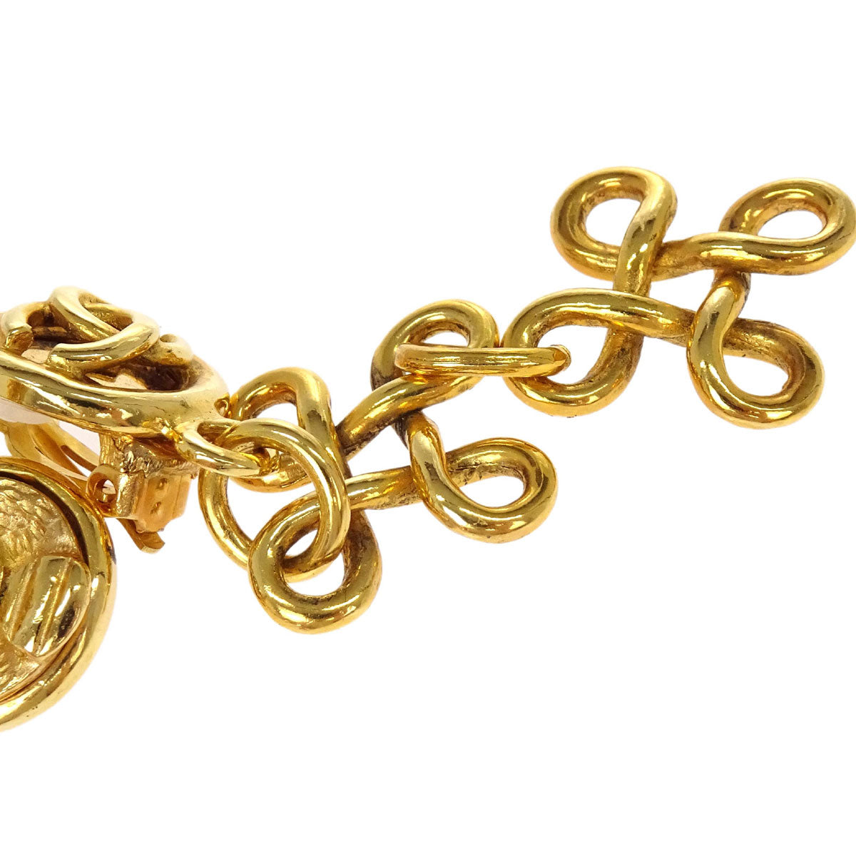 Chanel Dangle Cross Clip-On Earrings Gold 93P/2930