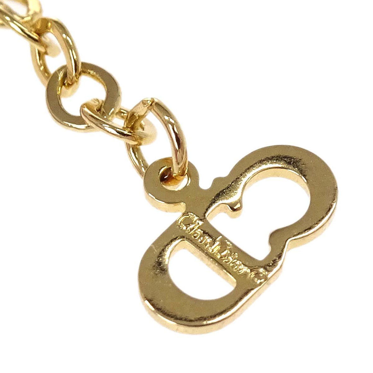Christian Dior Necklace Pendant Gold Rhinestone