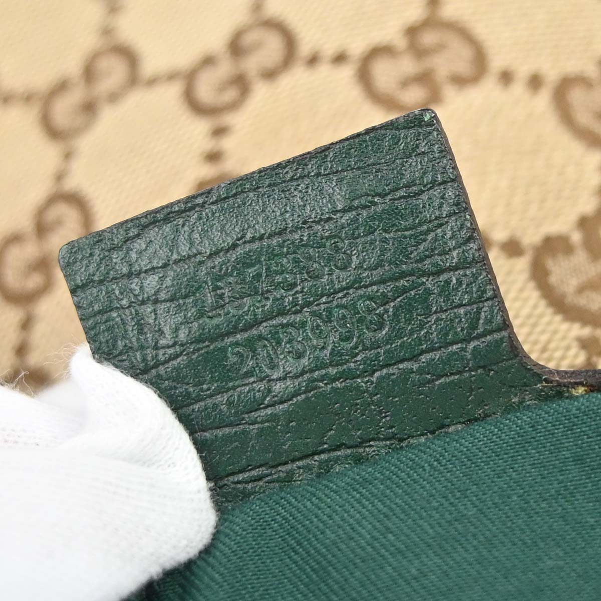Gucci Beige Green GG Canvas Horsebit Shoulder Bag