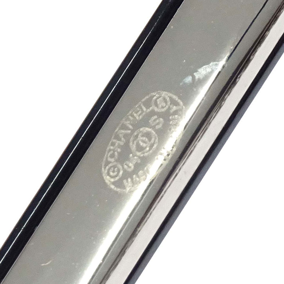 Chanel Dice CC Dangle Brooch Pin Silver Black Acrylic 04S