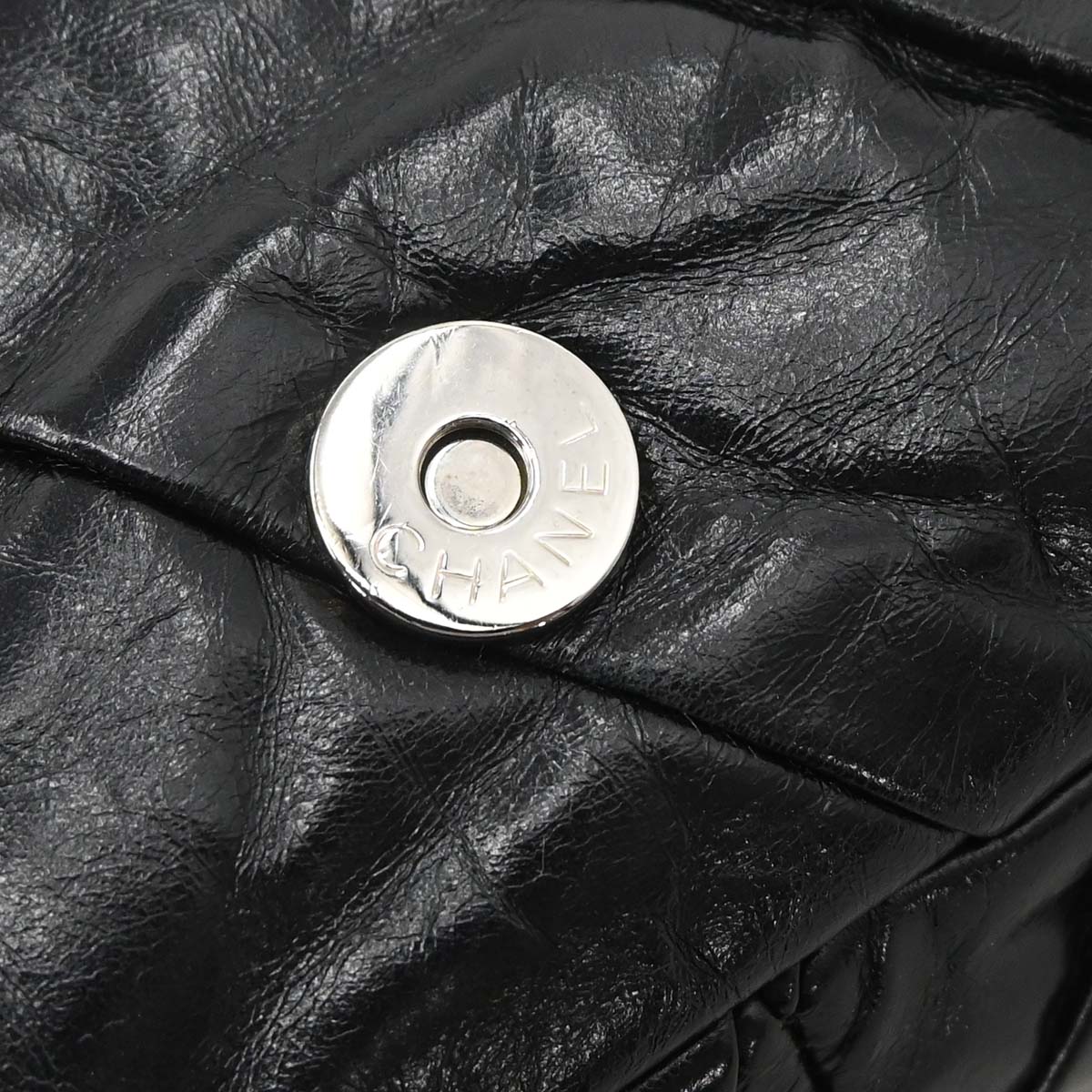 Chanel Black Glazed Calfskin Twisted Flap Shoulder Bag