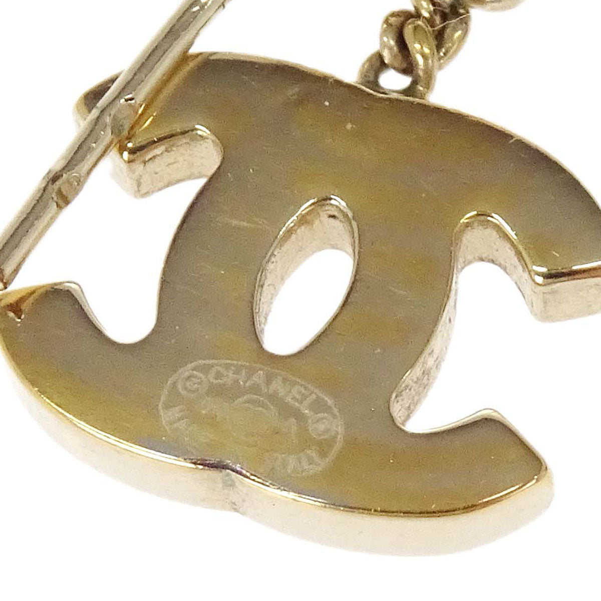Chanel CC Dangle Square Pierced Earrings Gold Mirror Rhinestone 04A