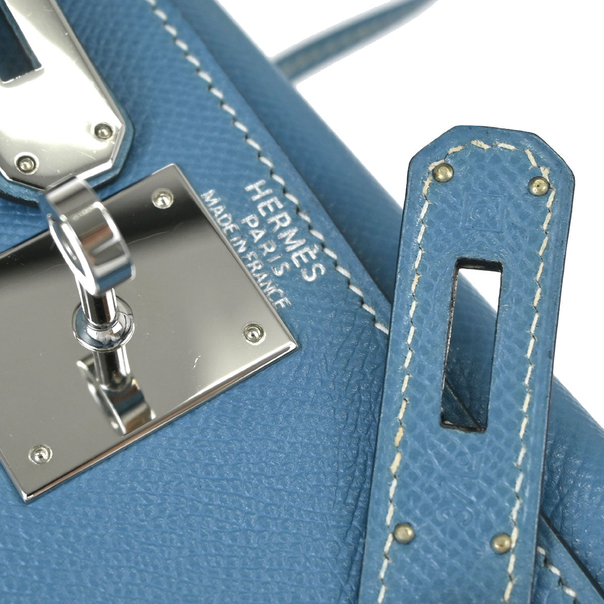 Hermes Blue Jean Courchevel Kelly 28 Retourne 2way Shoulder Handbag