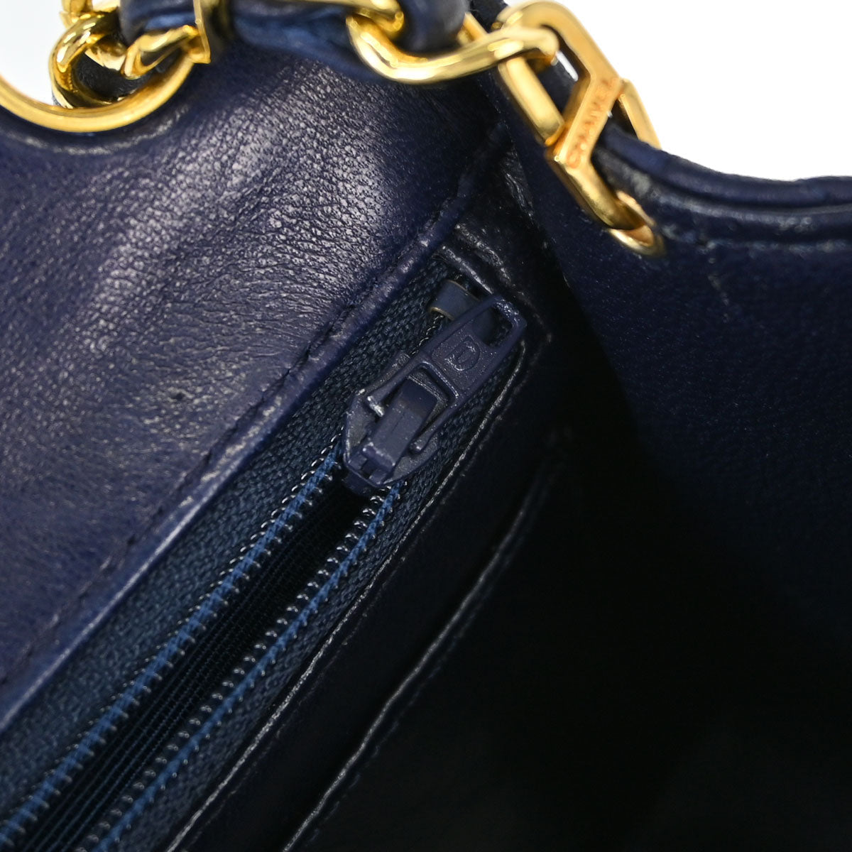 Chanel Navy Lambskin Mini Classic Square Flap Shoulder Bag 17