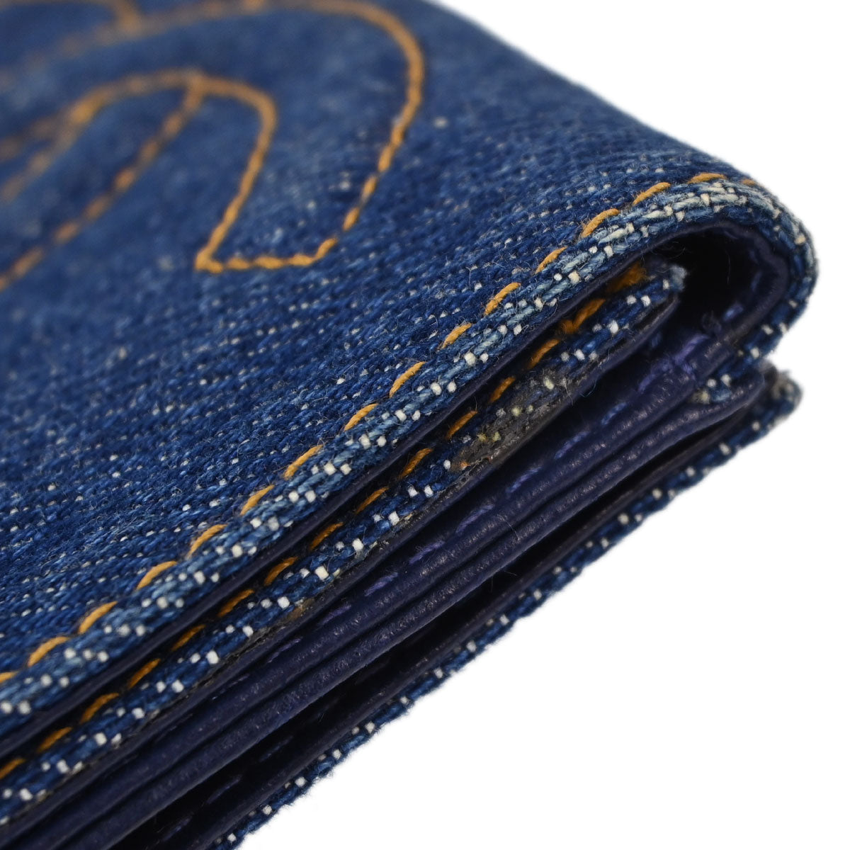 Chanel Indigo Denim Bifold Wallet Purse