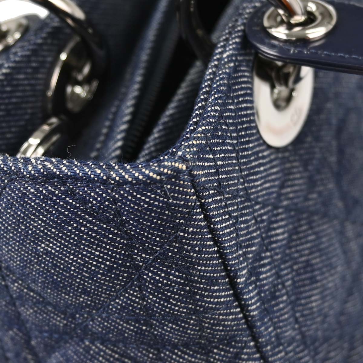 Christian Dior Indigo Denim Medium Lady Dior Cannage 2way Shoulder Handbag